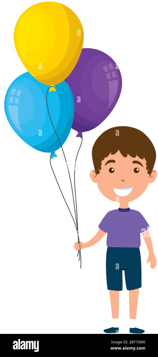 cute little boy with balloons helium Stock Vector Image & Art - Alamy