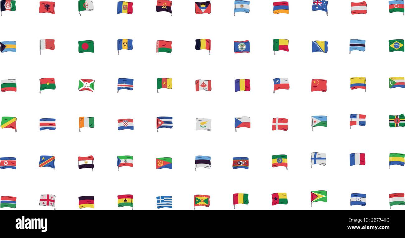 bundle of flags countries set icons Stock Vector Image & Art - Alamy