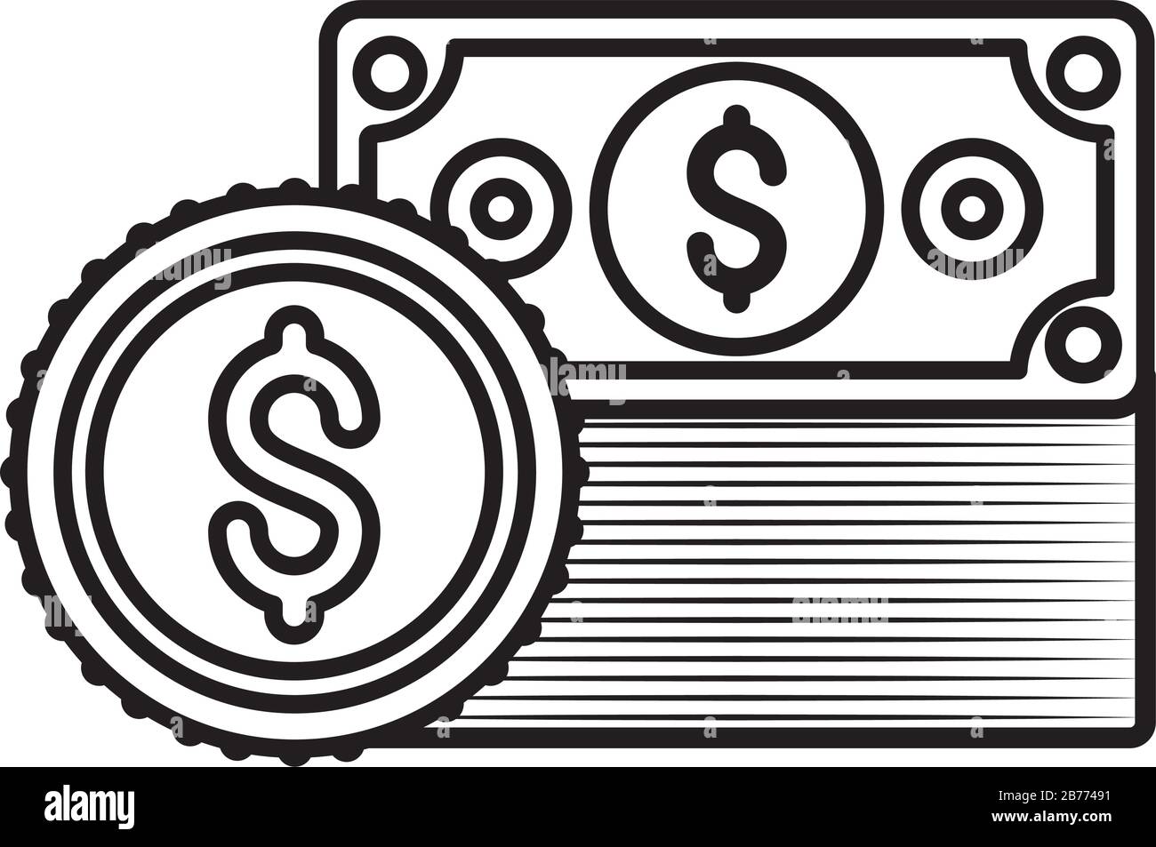 Isolated money bills and coin vector design Stock Vector Image & Art ...