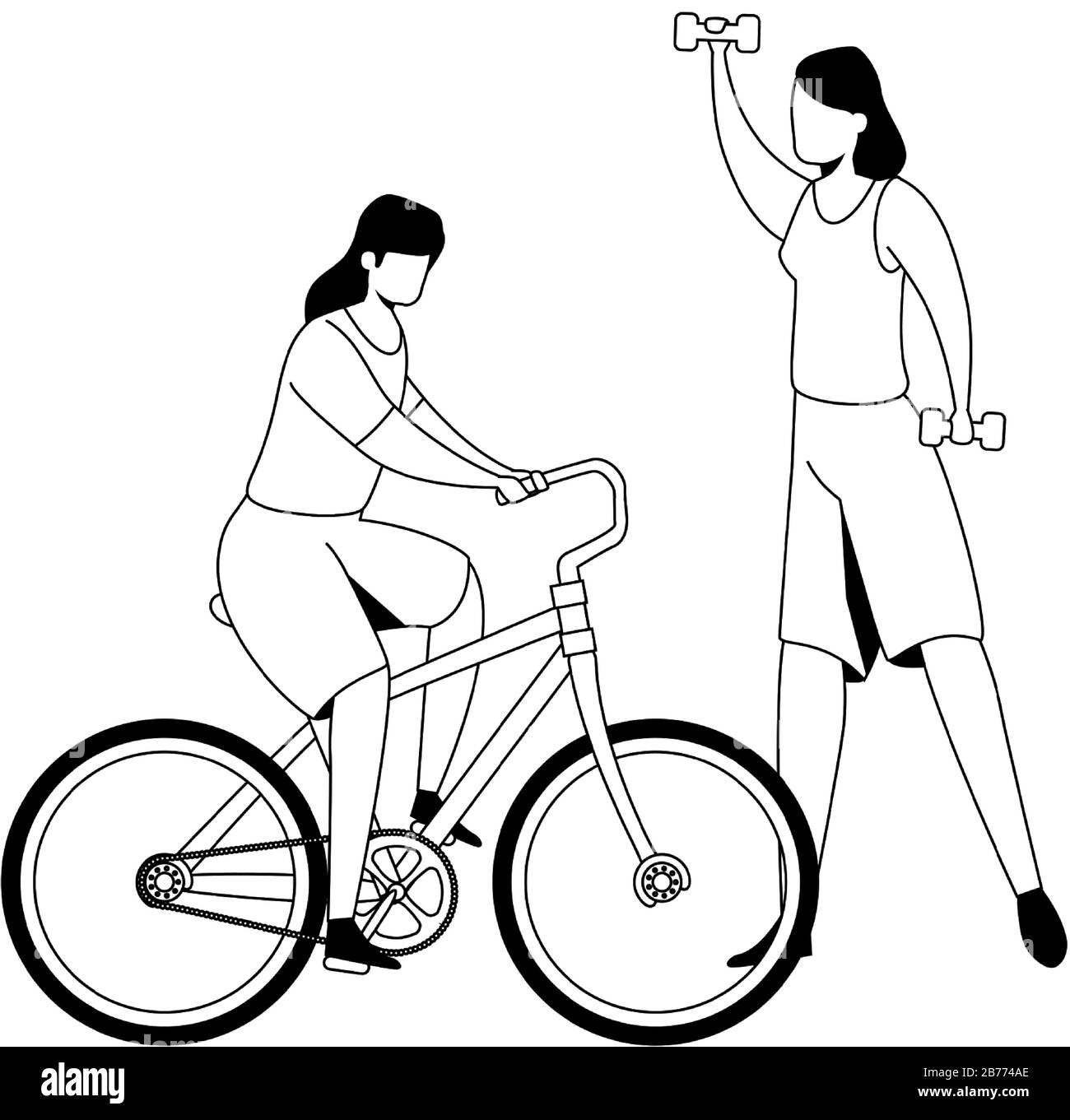 beautiful women practicing exercise isolated icon Stock Vector Image ...