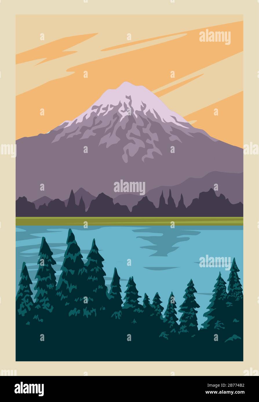 beautiful landscape with lake and forest scene Stock Vector Image & Art ...