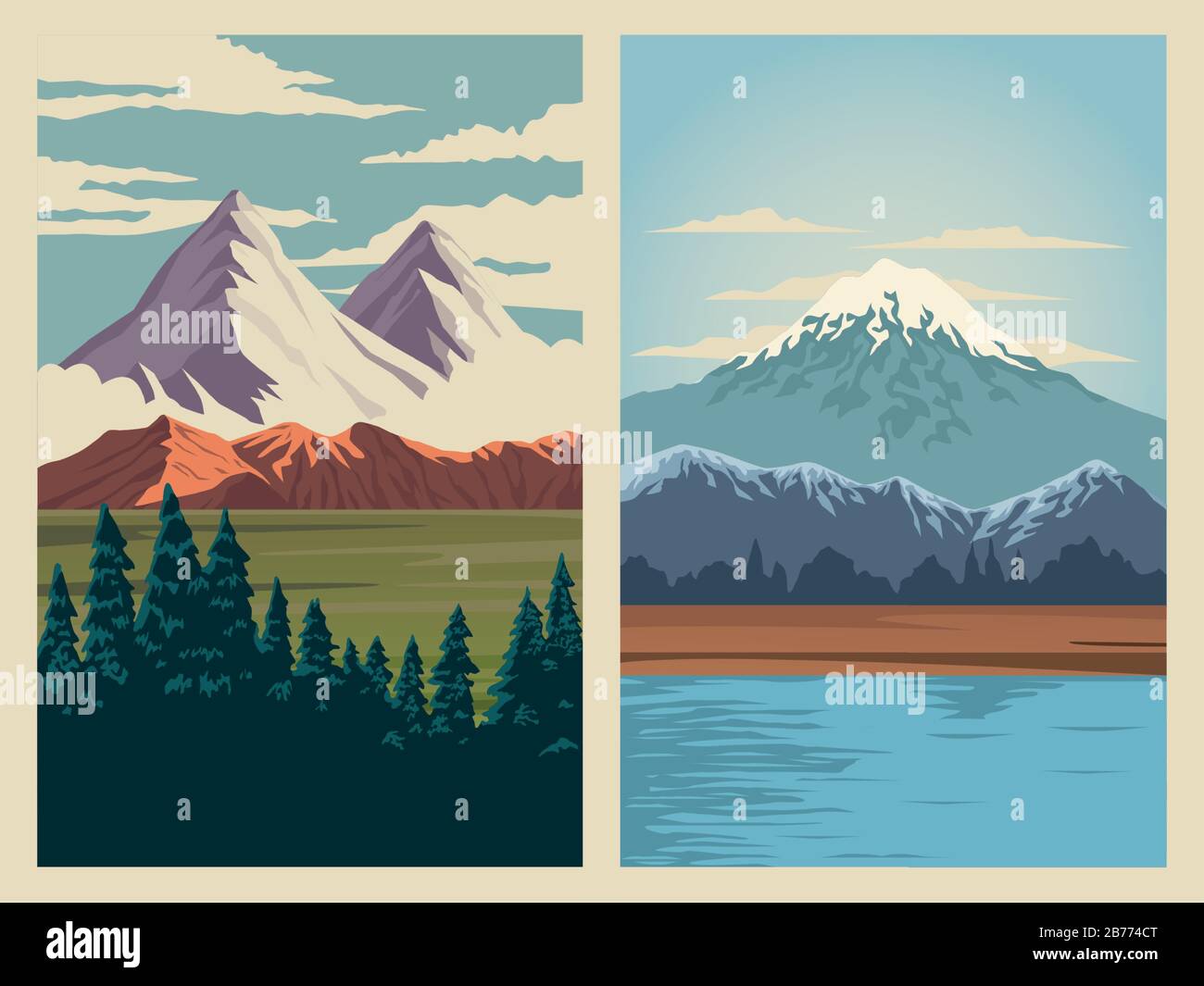 beautiful landscape with lake and forest scene Stock Vector Image & Art ...
