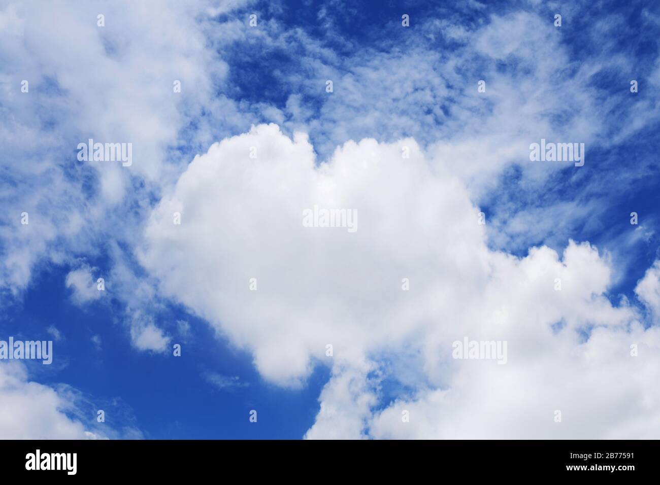 Valentine Heart shaped clouds in the sky, Valentine Background Blue ...
