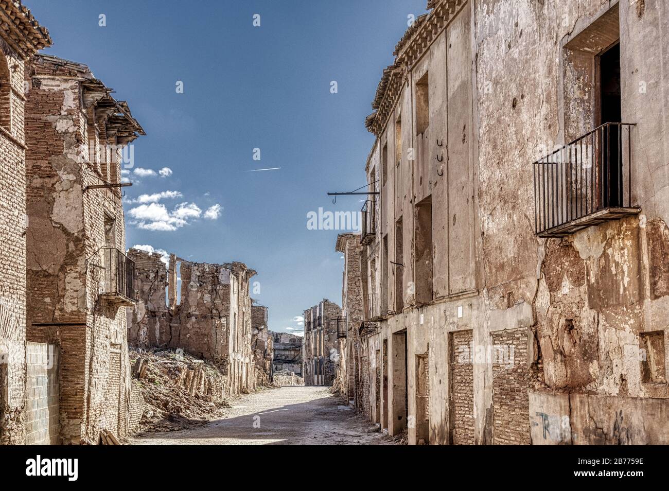 Old ruined buildings in a city with a blue clear sky Stock Photo - Alamy