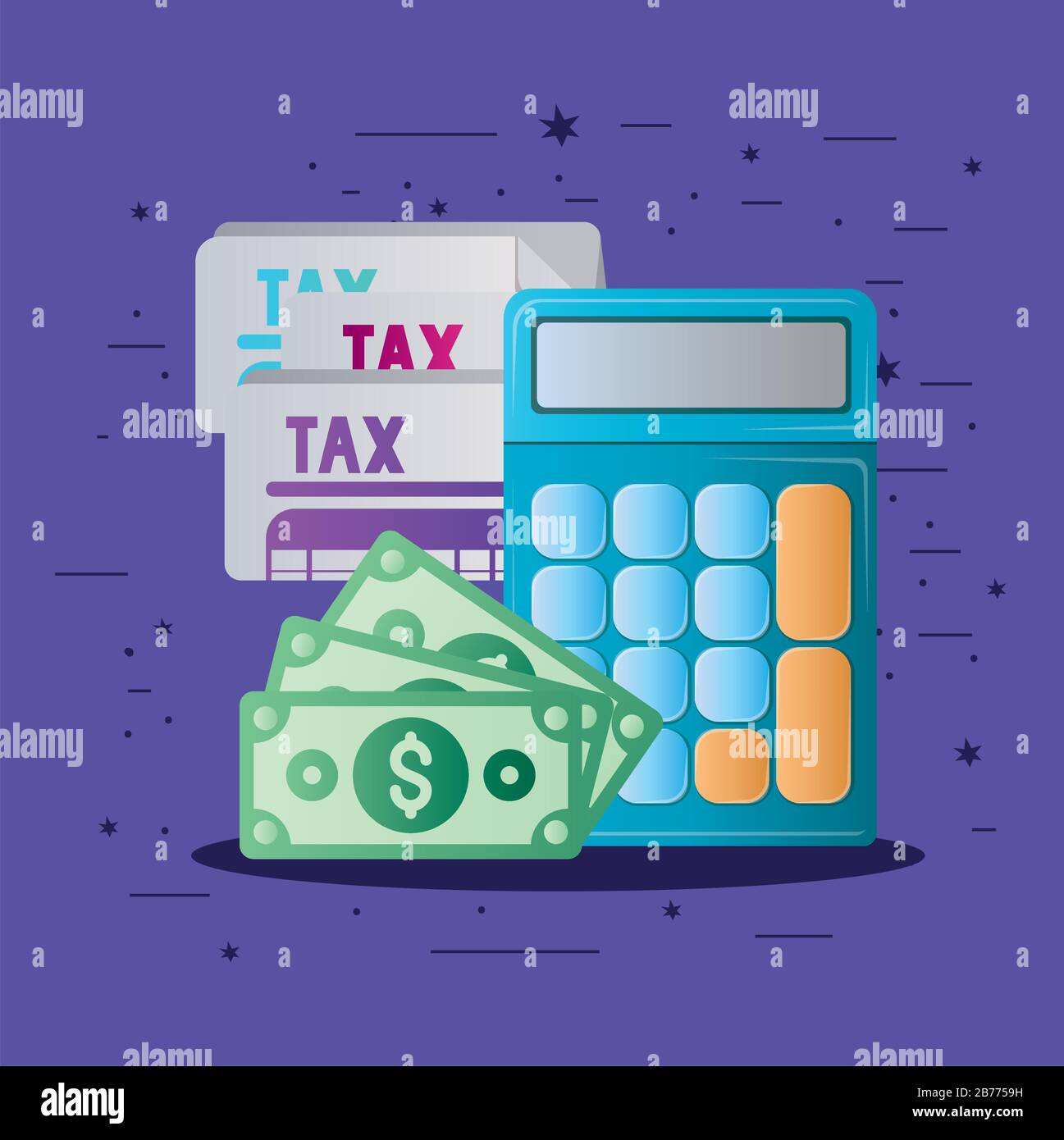 tax documents bills and calculator vector design Stock Vector Image