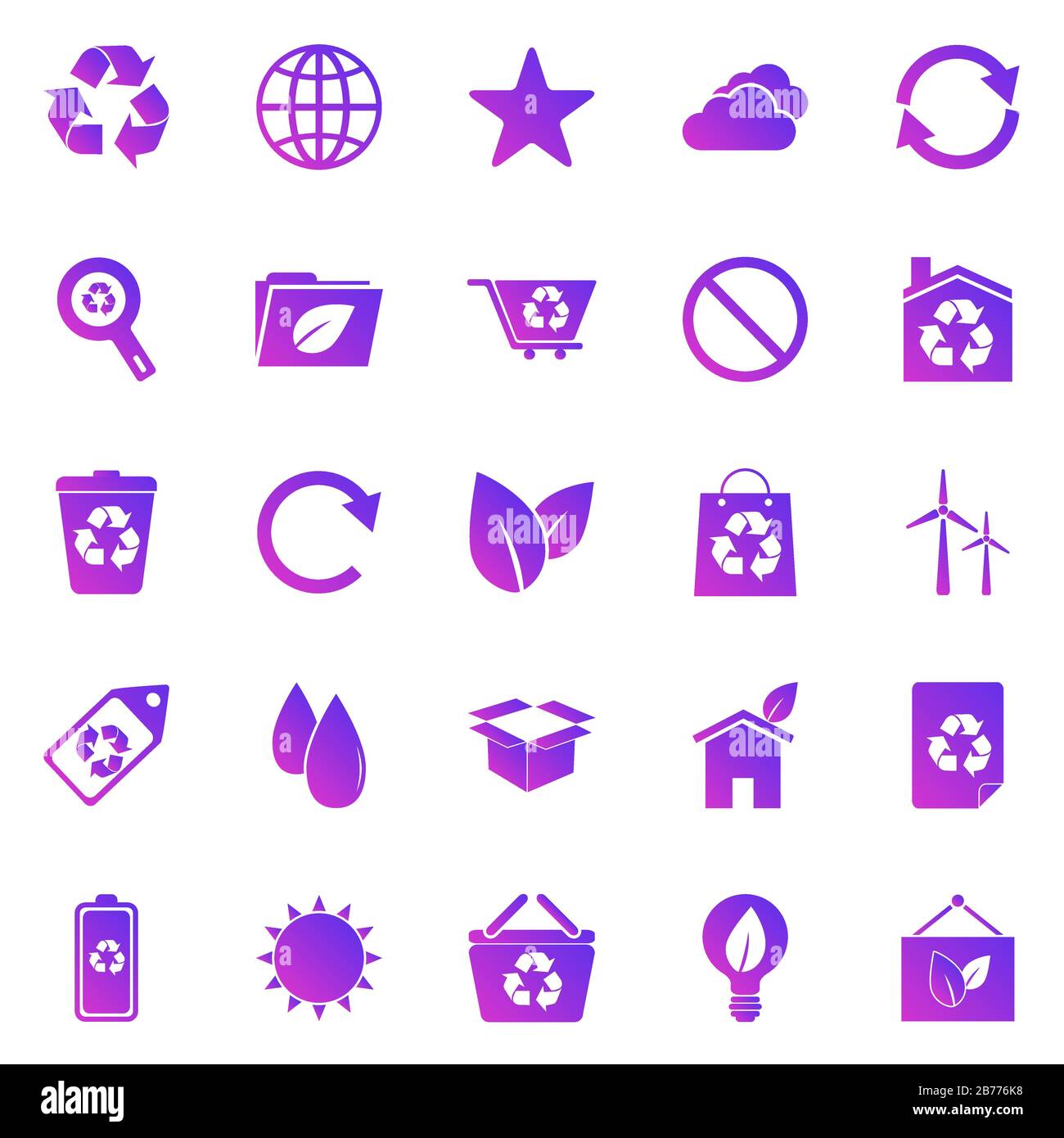 Ecology gradient icons on white background, stock vector Stock Vector