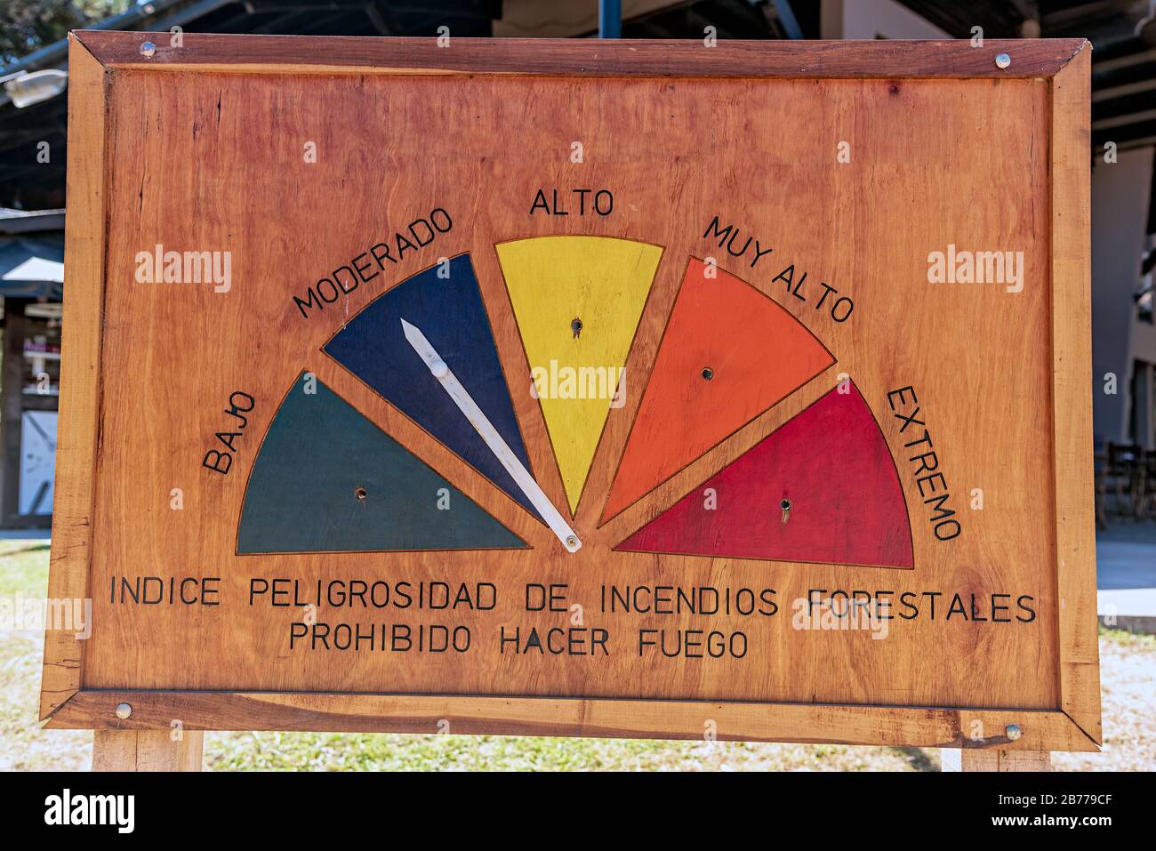 Sign Of Forest Fire Meter With The Arrow Marking Moderated Index Of Dangerousness Of Forest Fires Prohibited To Make Fire Stock Photo Alamy