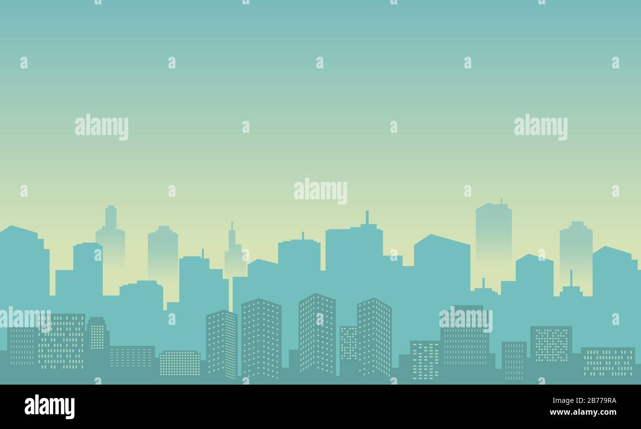 Silhouette city with many buildings tall skyscraper Stock Vector Image ...