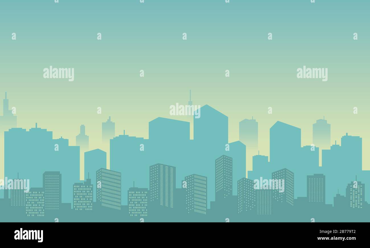Silhouette city with many buildings tall skyscraper Stock Vector Image ...