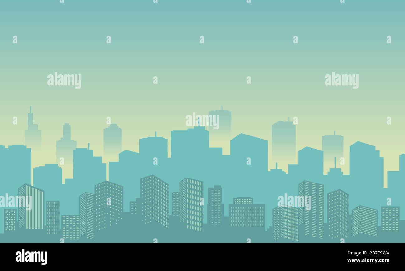 Silhouette city with many buildings tall skyscraper Stock Vector Image ...
