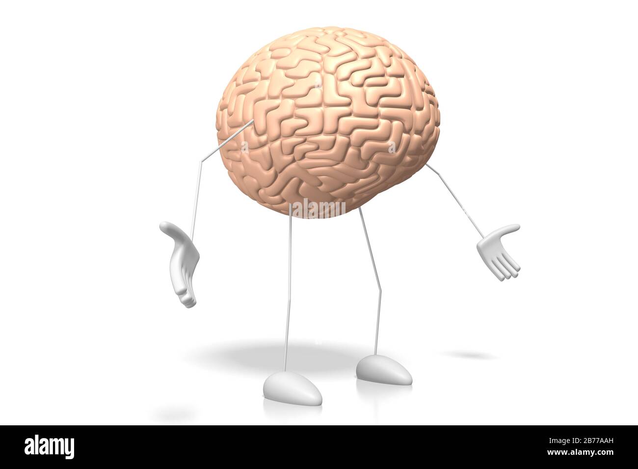 3D brain cartoon character - isolated on white background Stock Photo