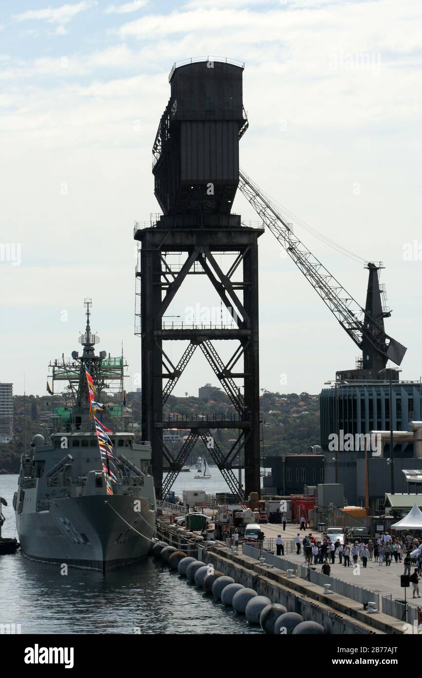 VIEW OVER GARDEN ISLAND NAVY BASE, SYDNEY, NEW SOUTH WALES, AUSTRALIA. Stock Photo