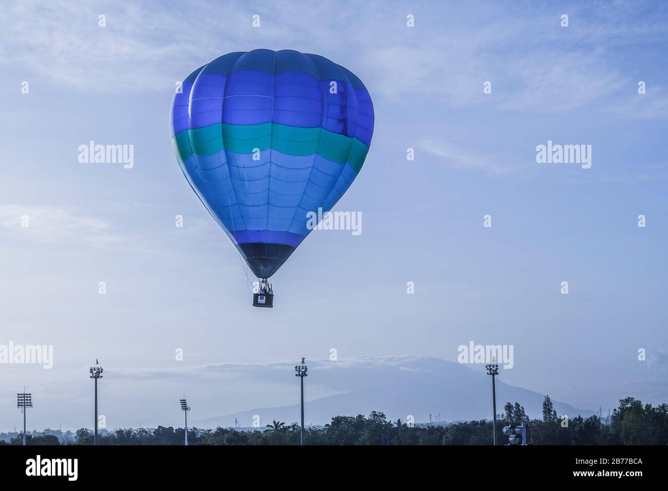 A hot air balloon festival features paragliders, hot air balloons and other forms of air transports. The hot air balloon launch being the main event. Stock Photo