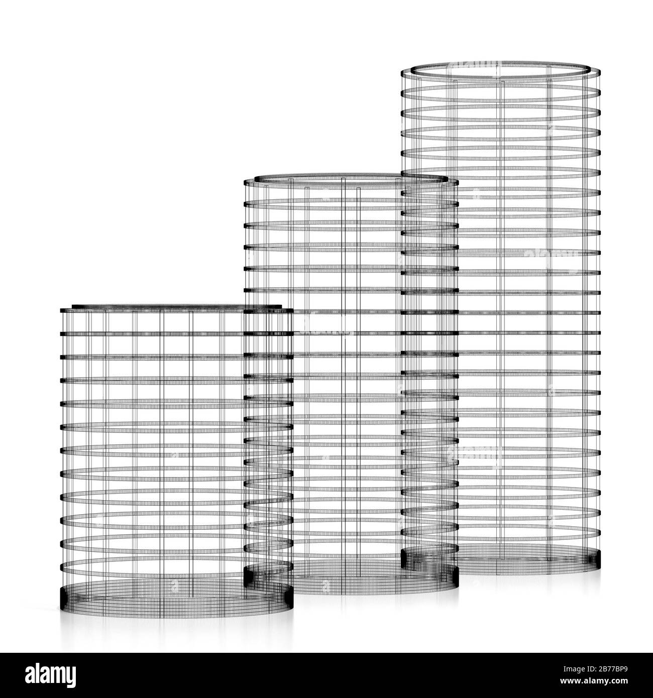 3D office buildings - wireframe Stock Photo - Alamy
