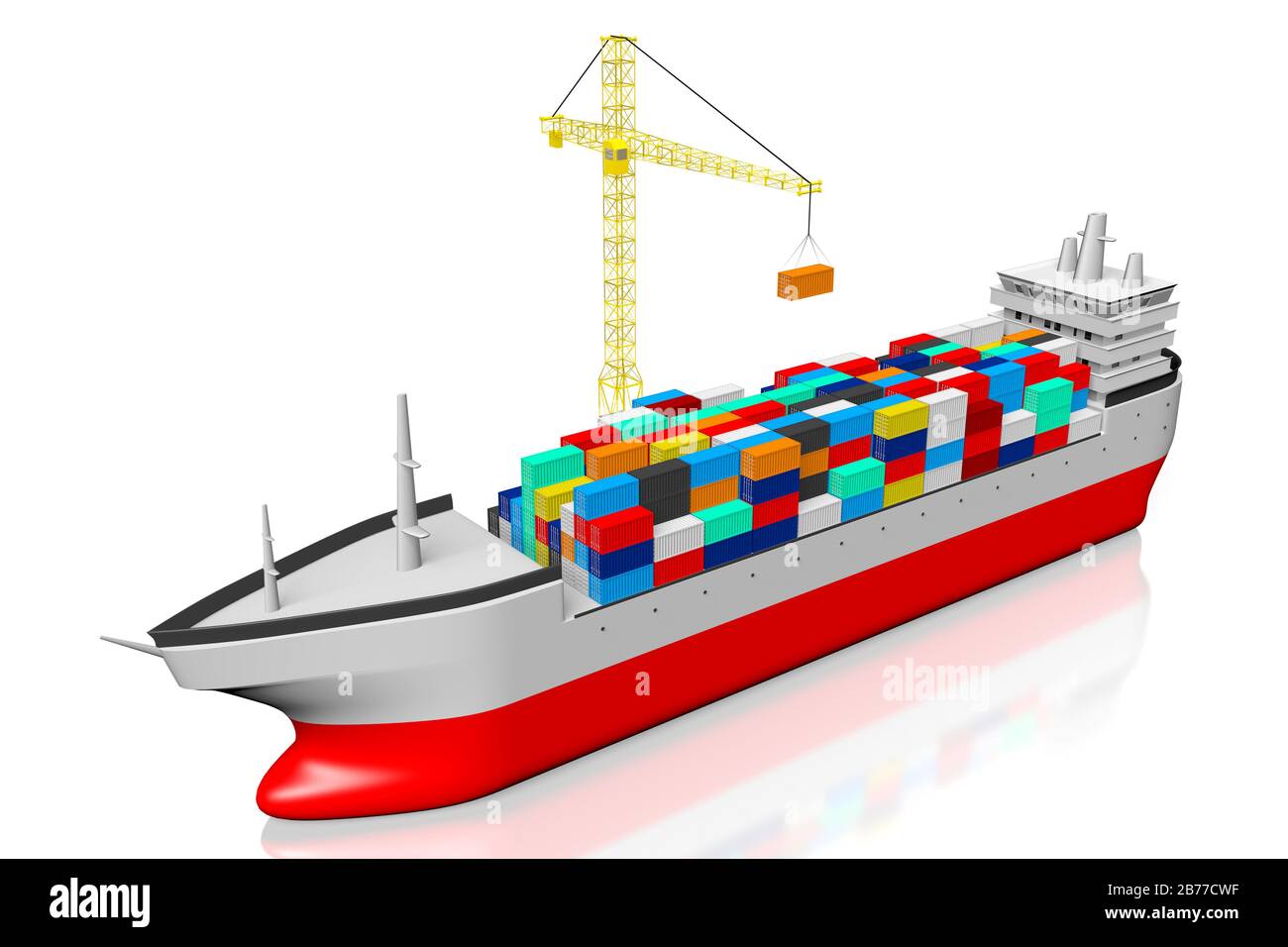 3D tanker/ ship, cargo containers, crane - great for topics like freight transportation etc. Stock Photo