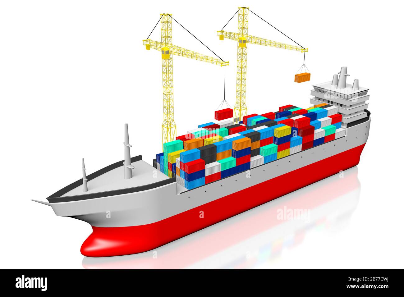 3D tanker/ ship, cargo containers, cranes - great for topics like freight transportation etc. Stock Photo
