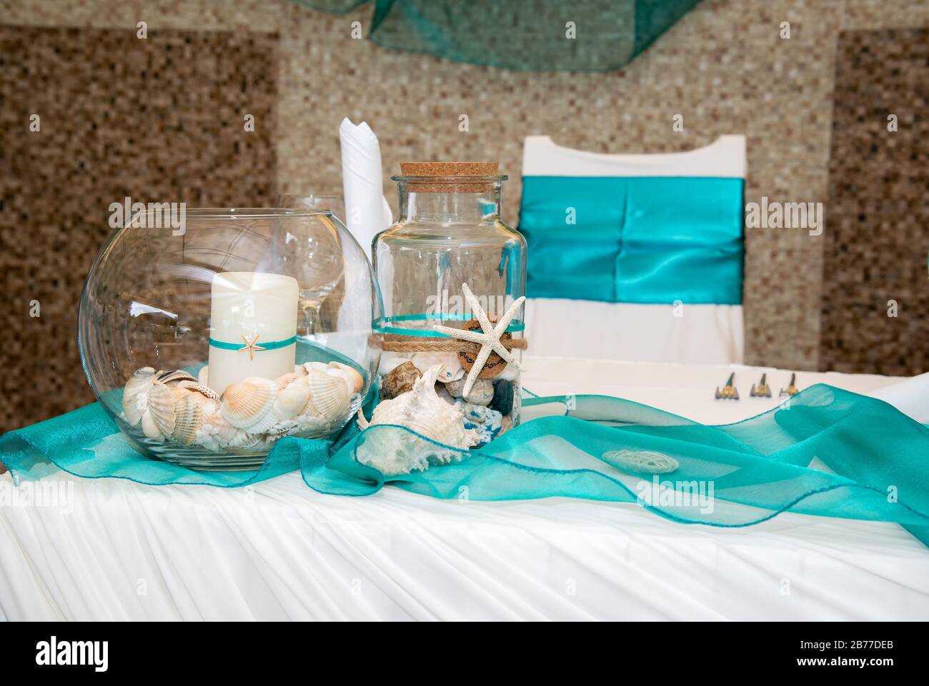 Wedding decorations tropical style, bridal flowers sea and ocean style  arch, catering wedding ceremony, selective and soft focus, series Stock  Photo - Alamy, image size:1300x961