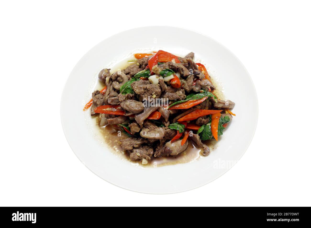 Chicken innards Fried in oyster sauce, spicy food, chili food, Fried ...