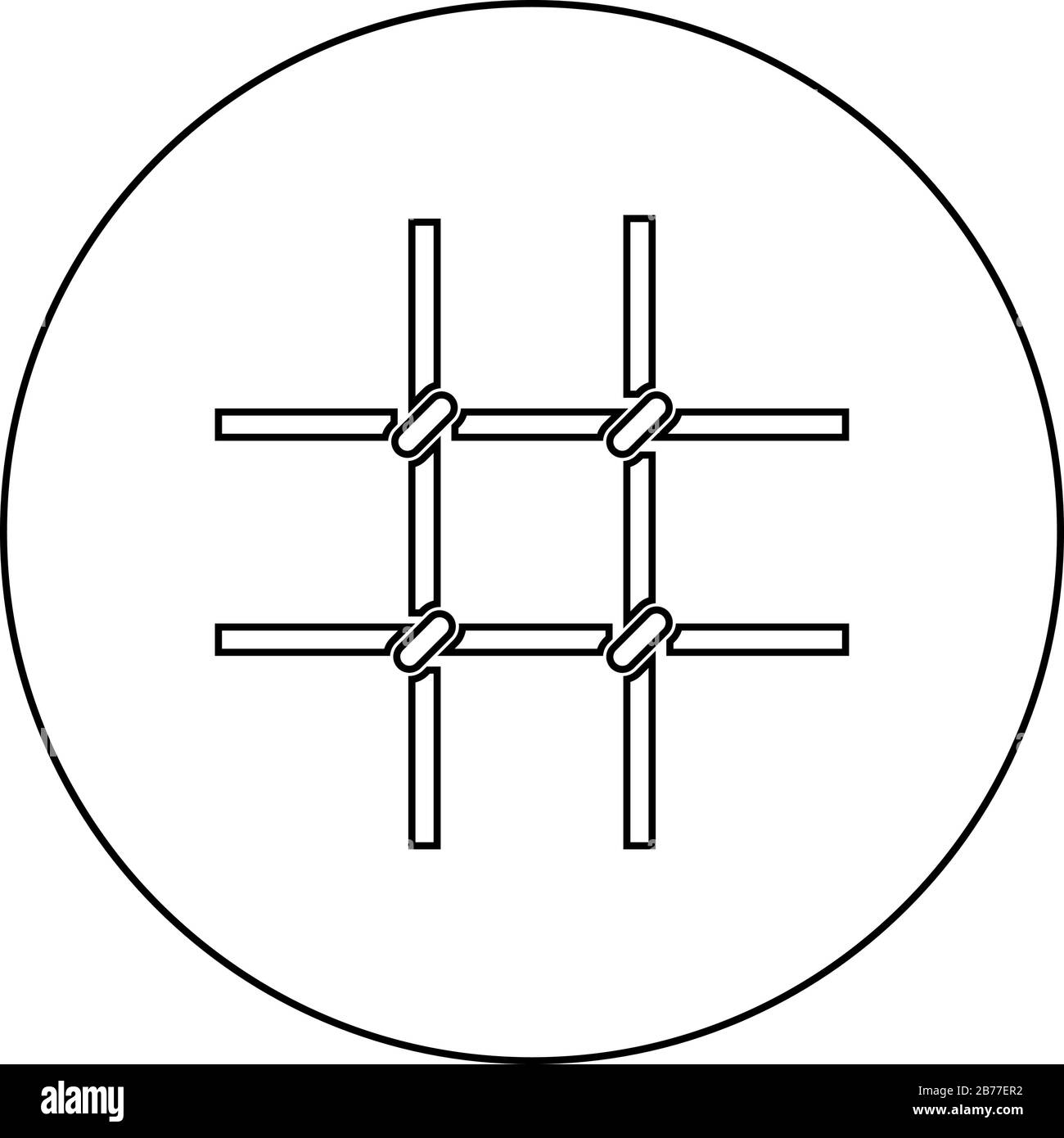 Prison bars Metal grid icon in circle round outline black color vector illustration flat style simple image Stock Vector