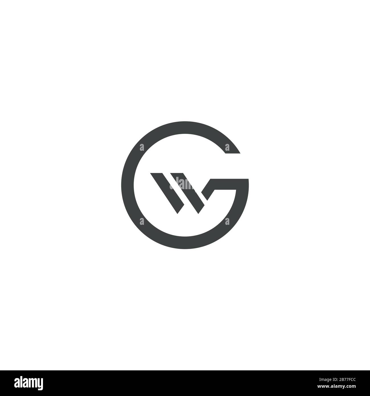 Initial letter wg or gw logo design template Stock Vector