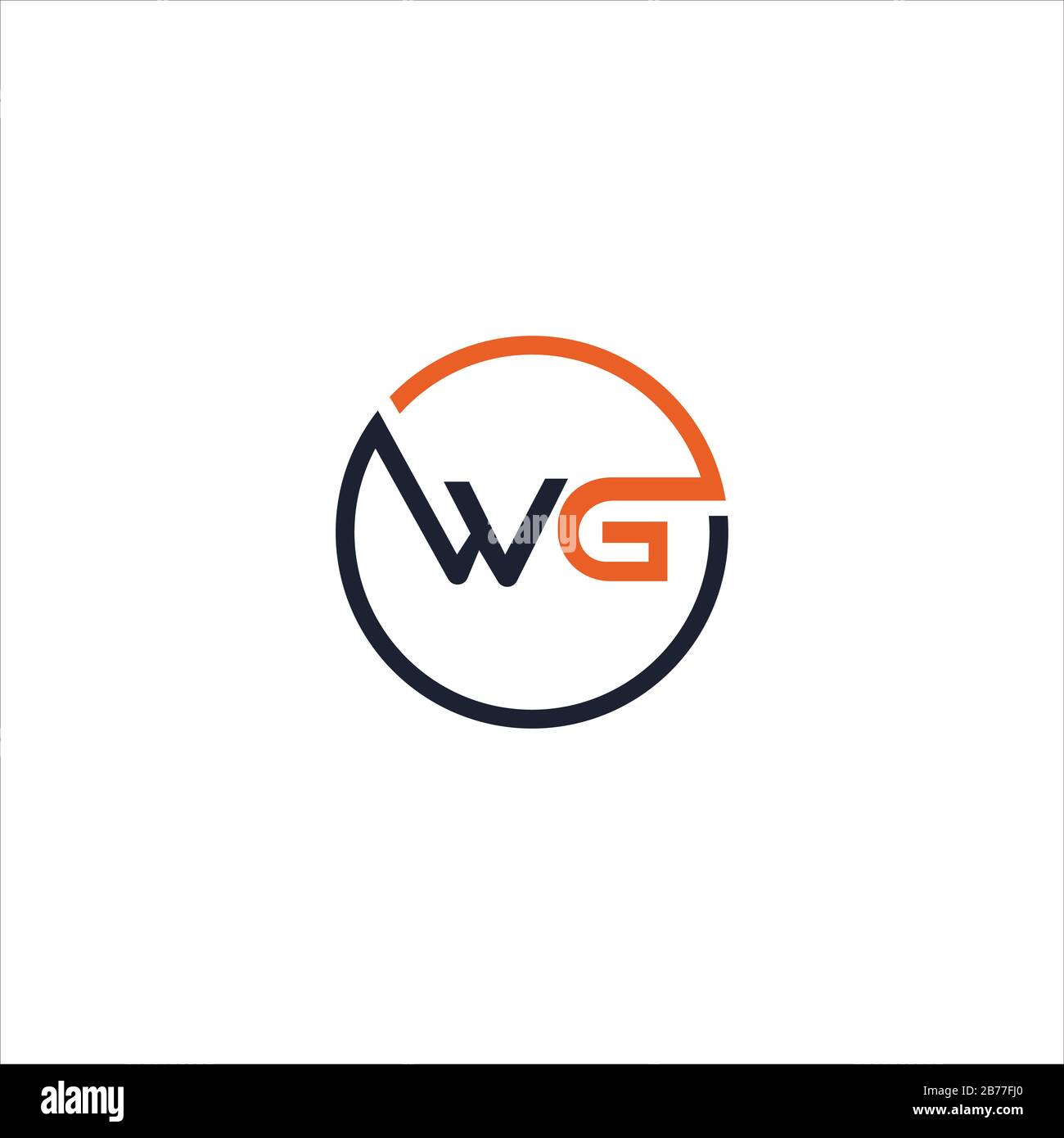 Initial letter wg or gw logo design template Stock Vector