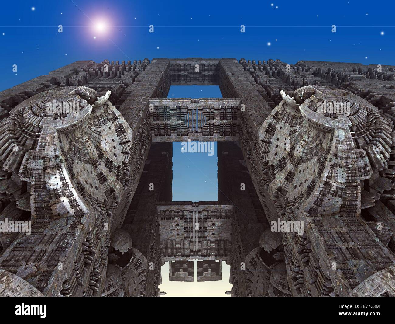 Computer rendered virtual scenery for art and entertainment Stock Photo