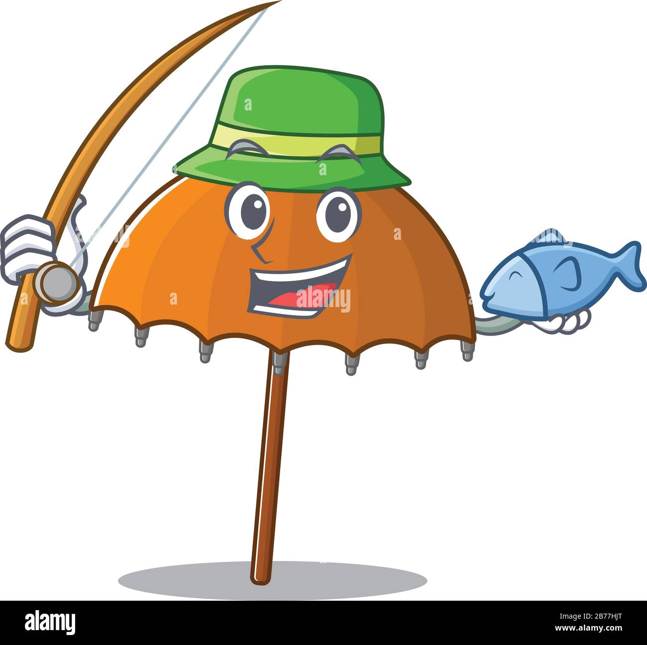 A Picture of funny Fishing orange umbrella design Stock Vector Image
