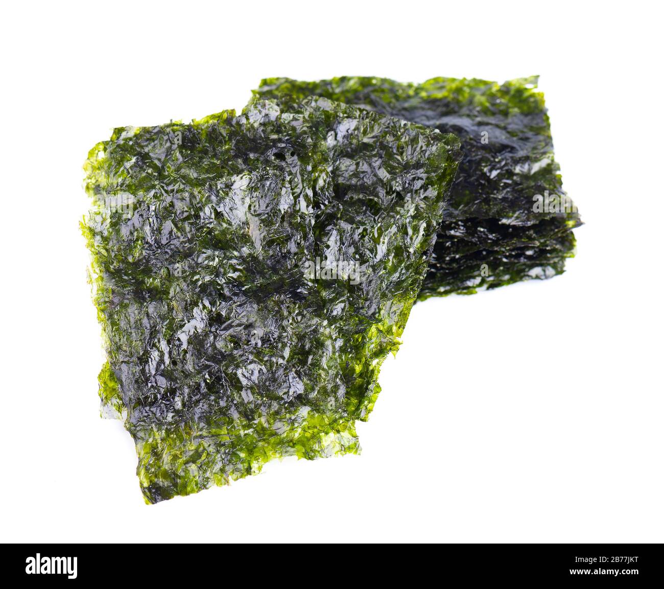 Crispy nori seaweed isolated on white background. Japanese food nori