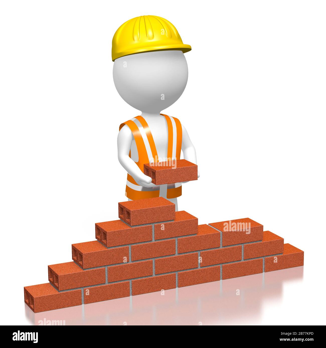 3D worker building a wall Stock Photo - Alamy