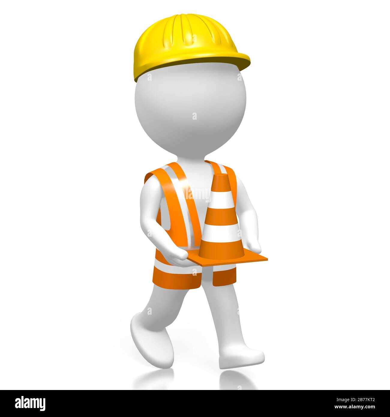 3D worker with traffic cone Stock Photo - Alamy