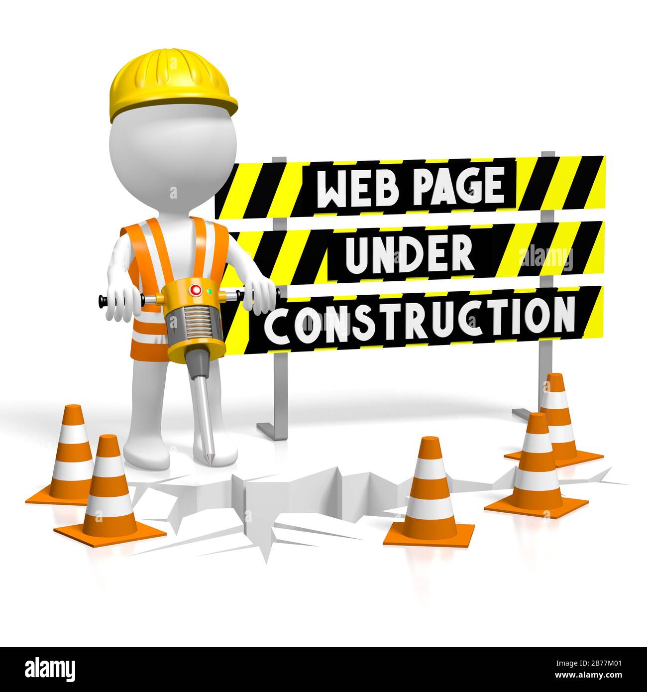 3D web page under construction concept Stock Photo