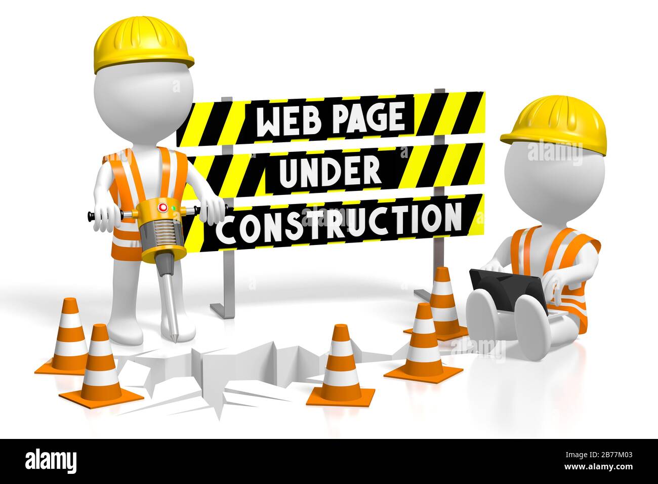3D web page under construction concept Stock Photo
