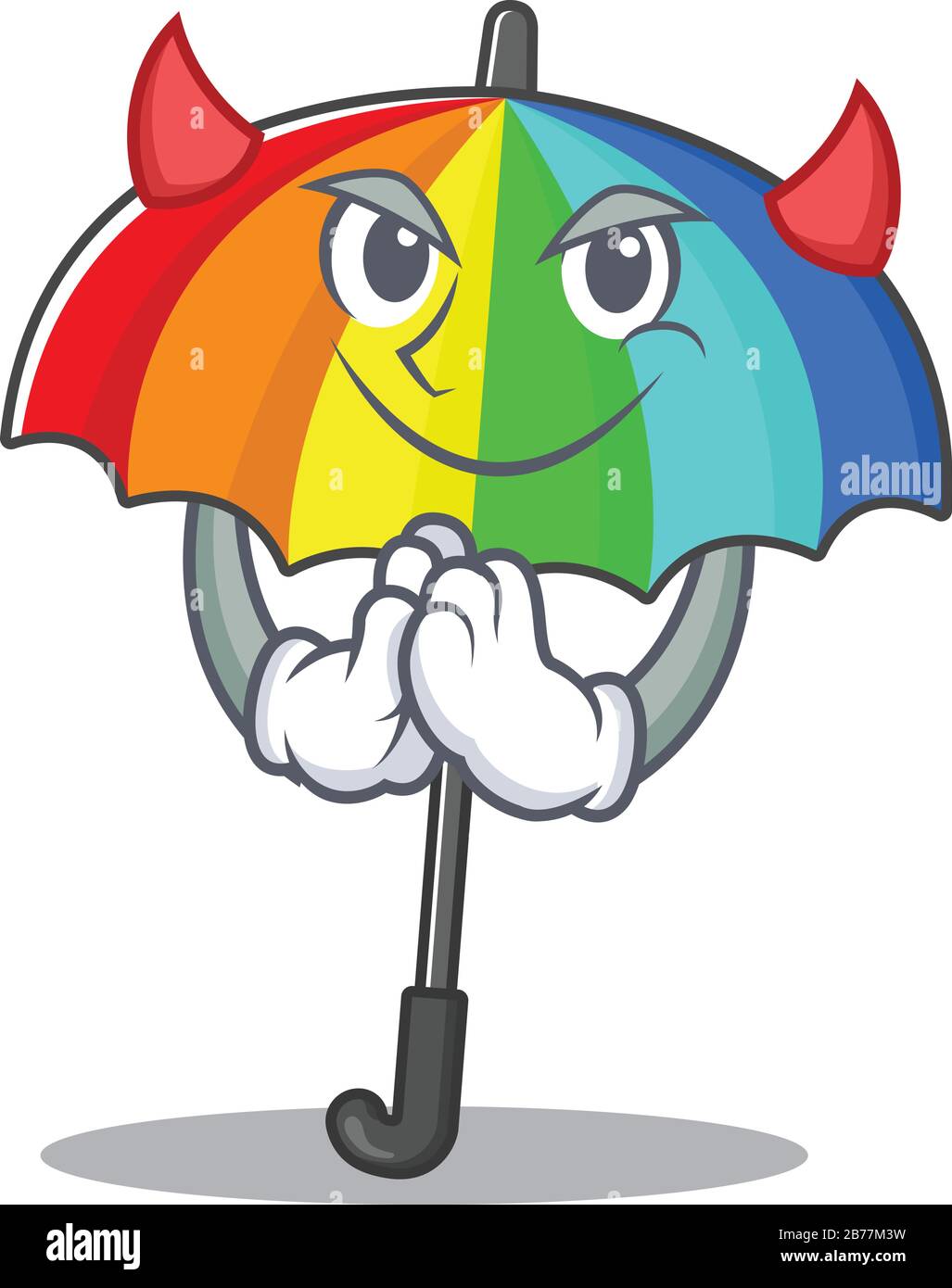 A picture of rainbow umbrella in devil cartoon design Stock Vector