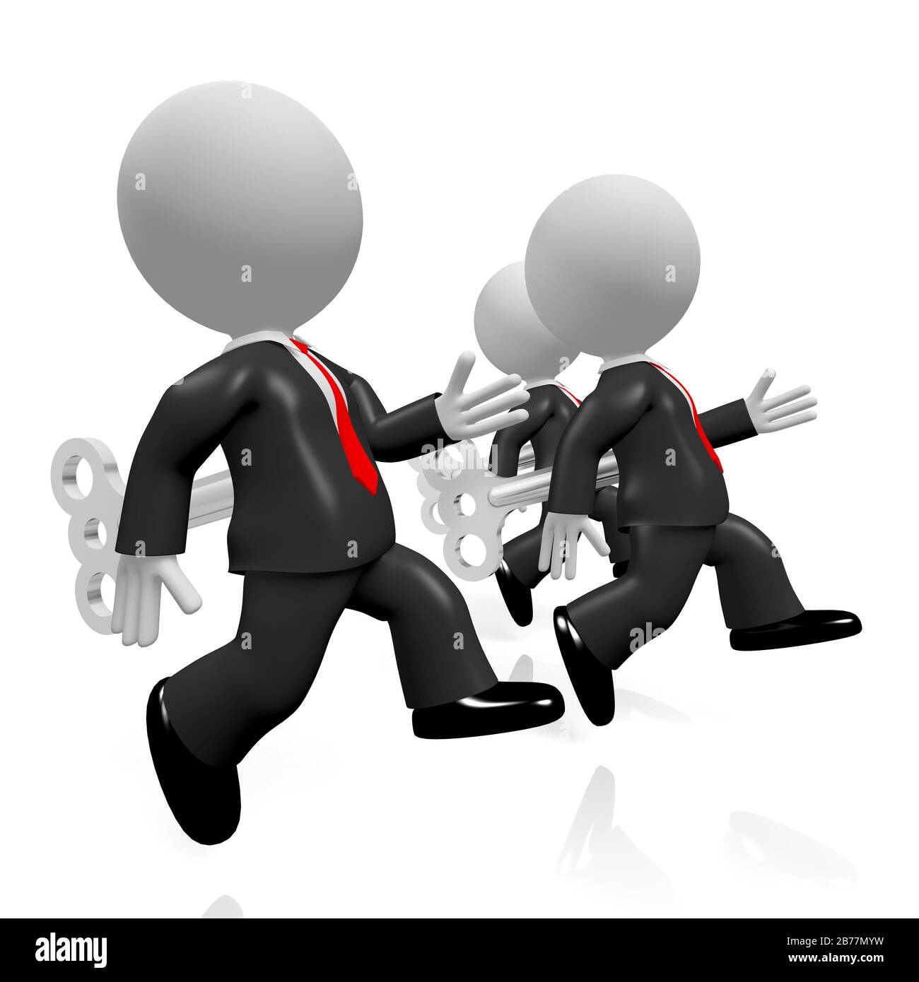 3D businessmen windup toys concept Stock Photo Alamy