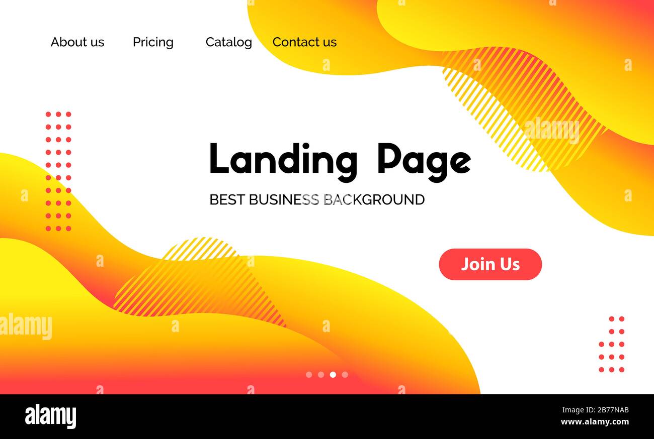 Landing page template. Vector liquid fluid yellow abstract background for web site cover Stock Vector