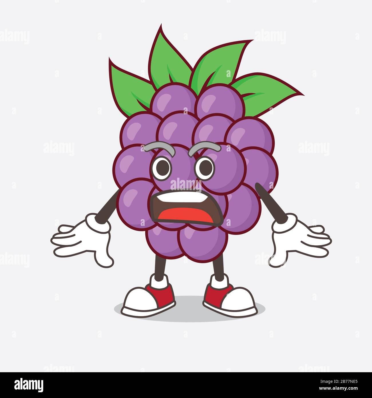 An illustration of Boysenberries Fruit cartoon mascot character with a