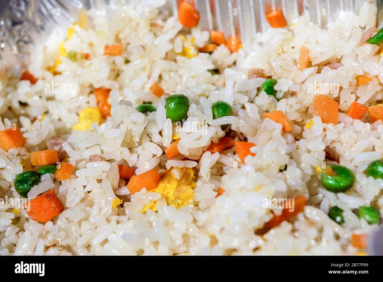 Oriental cantonese rice. Macro image .Cantonese fried rice Stock Photo