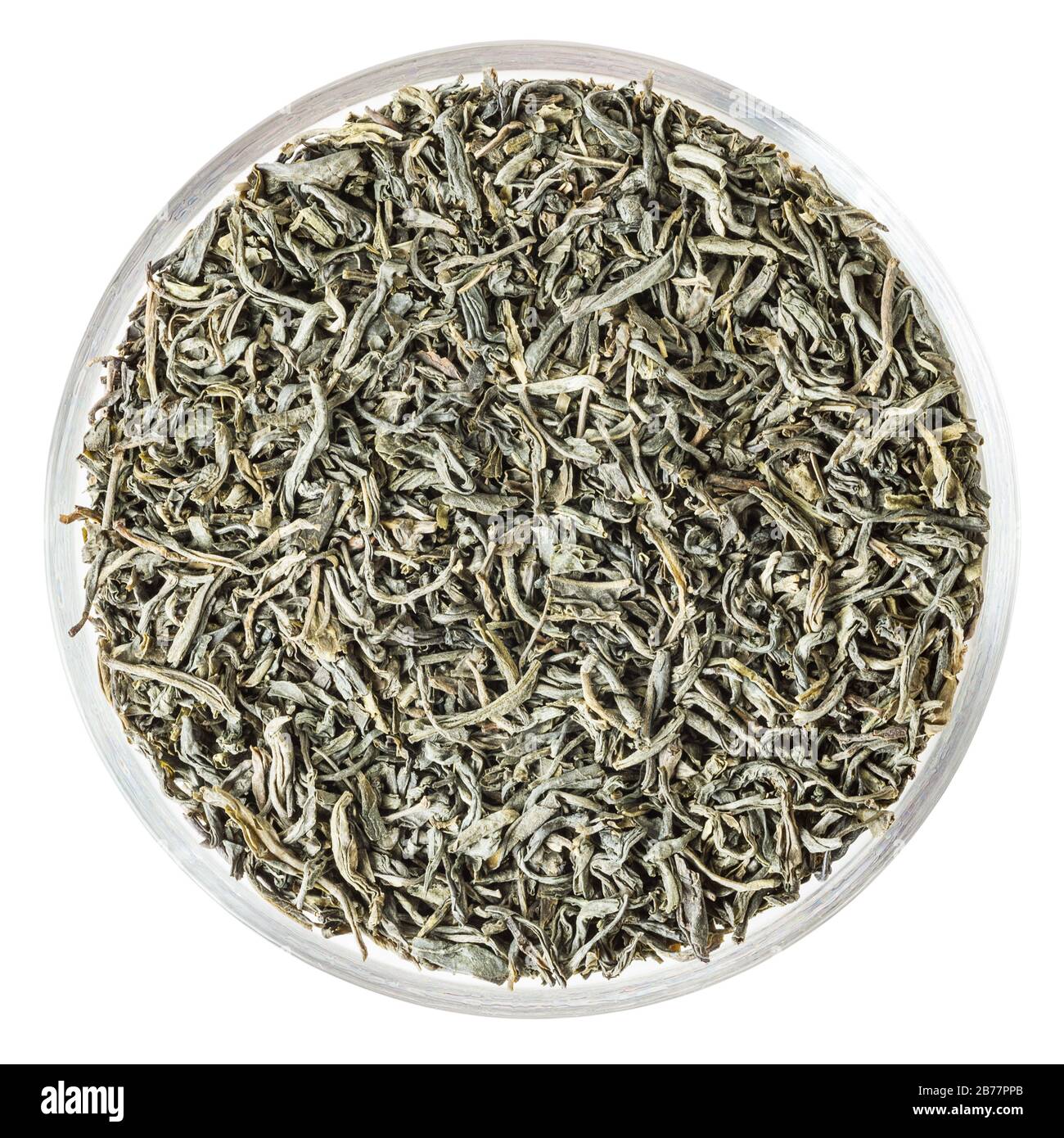 Green tea in glass bowl isolated on white background with clipping path ...