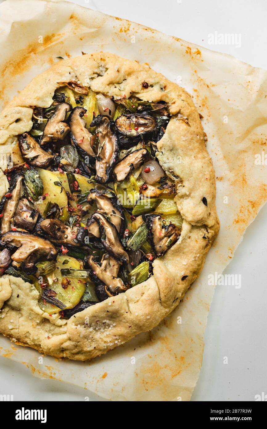 Shitake Mushroom, Leek Potato and Onion Galette Stock Photo Alamy