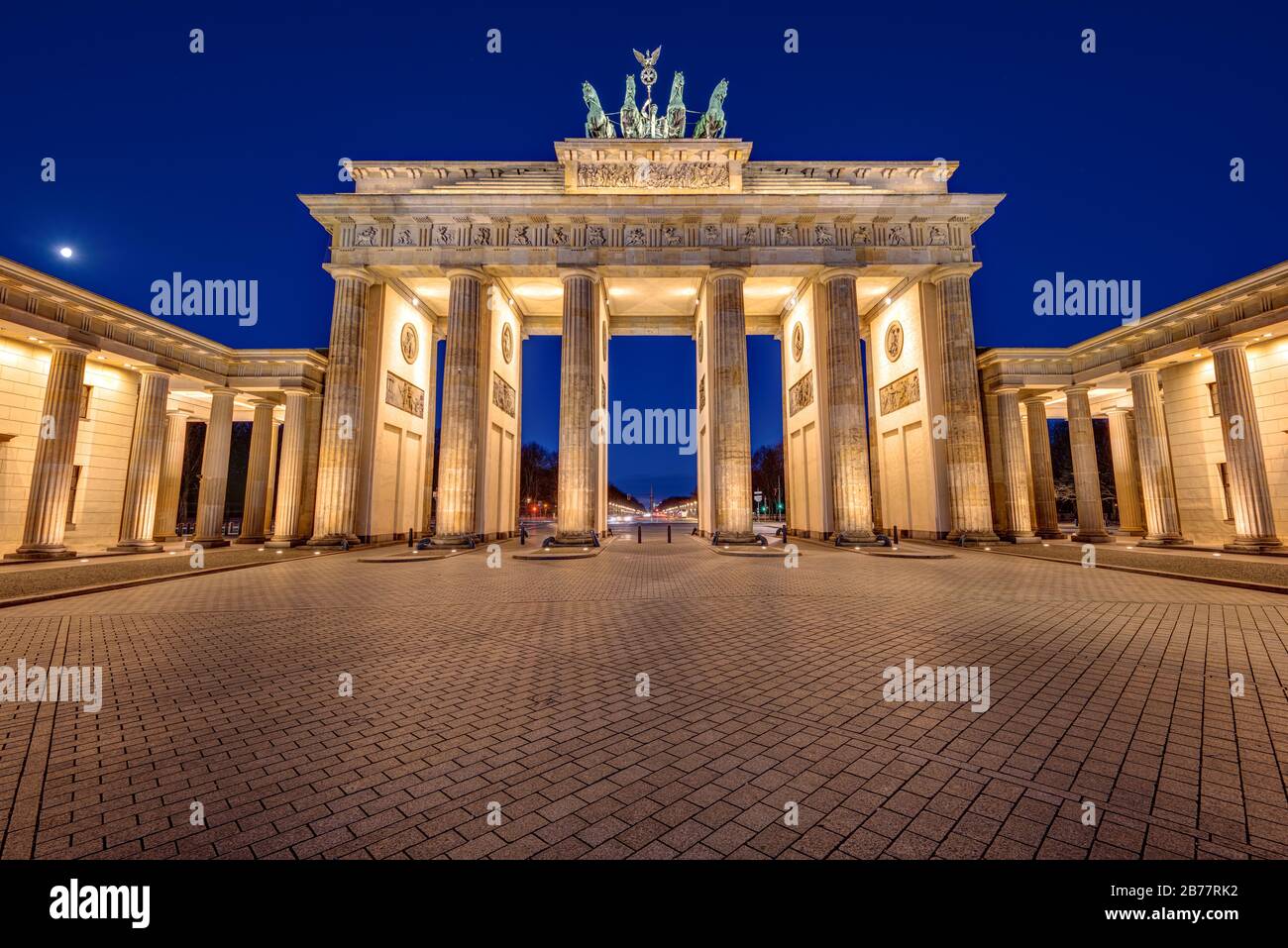 The famous Brandenburg Gate in Berlin at night Stock Photo