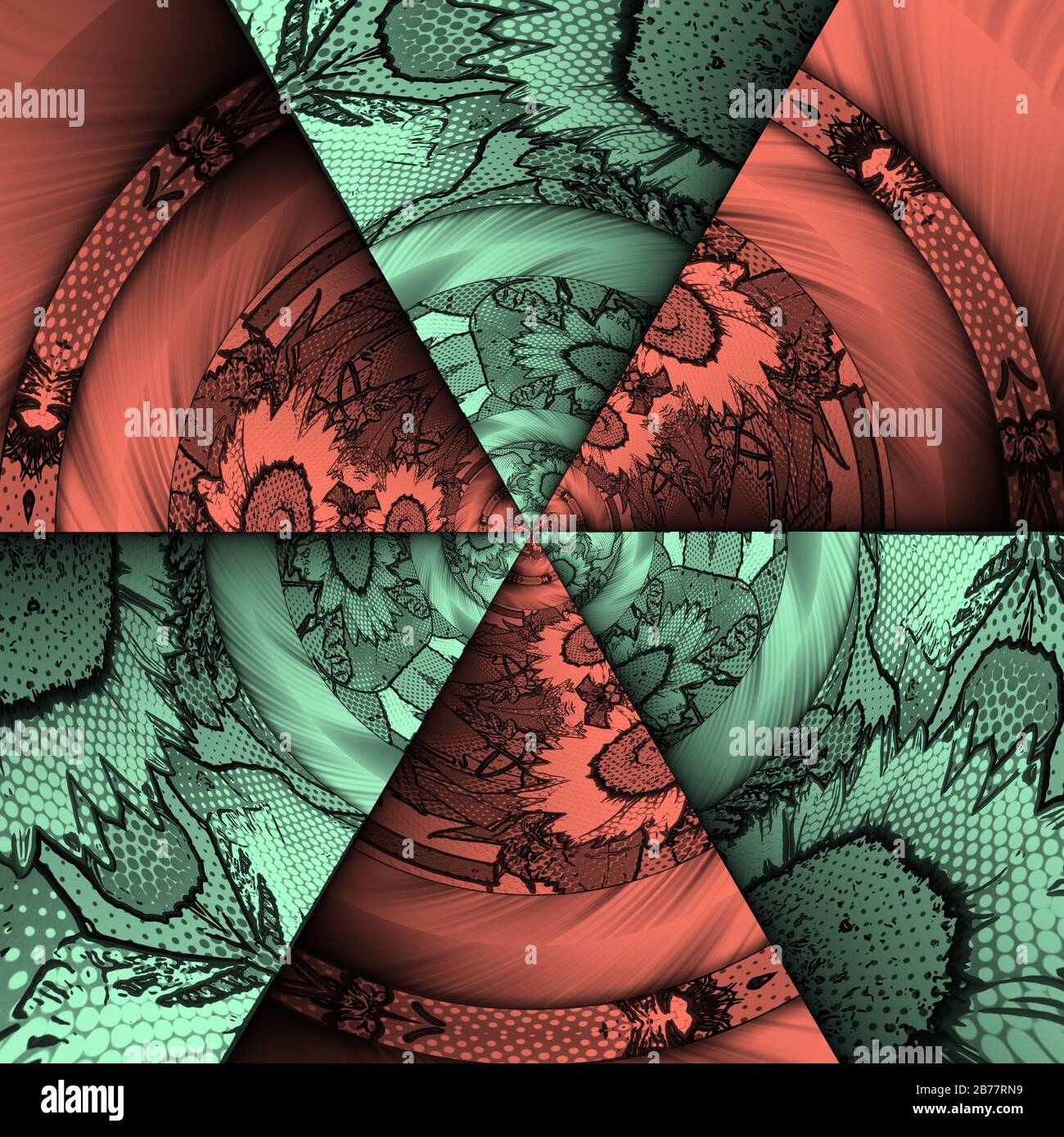 Halftone Computer 3D rendering of computer generated fractal artwork in halftone style ...