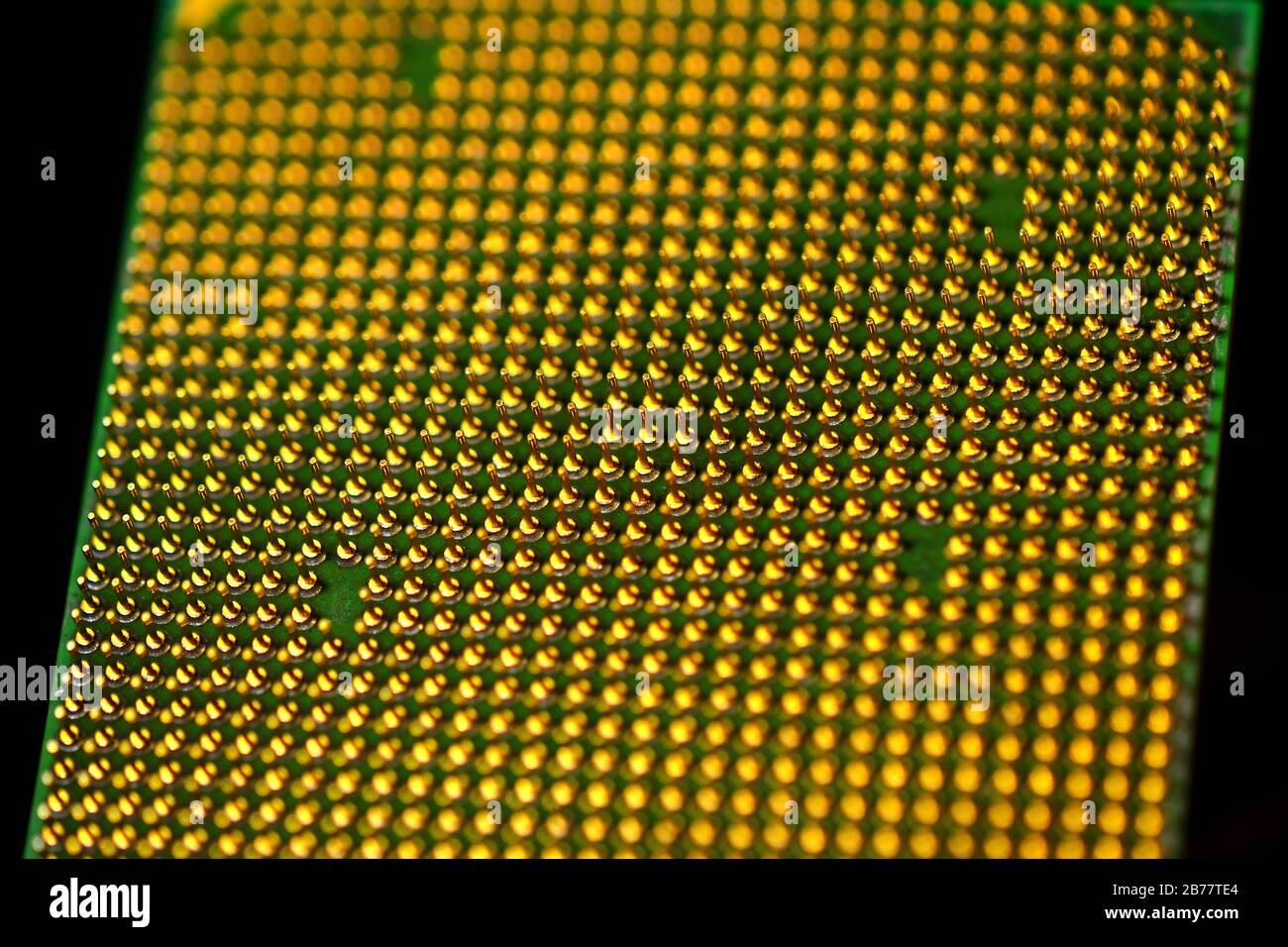 Memory clear Dismantle Pins of central processor unit. CPU close-up. Bottom side Stock Photo -  Alamy