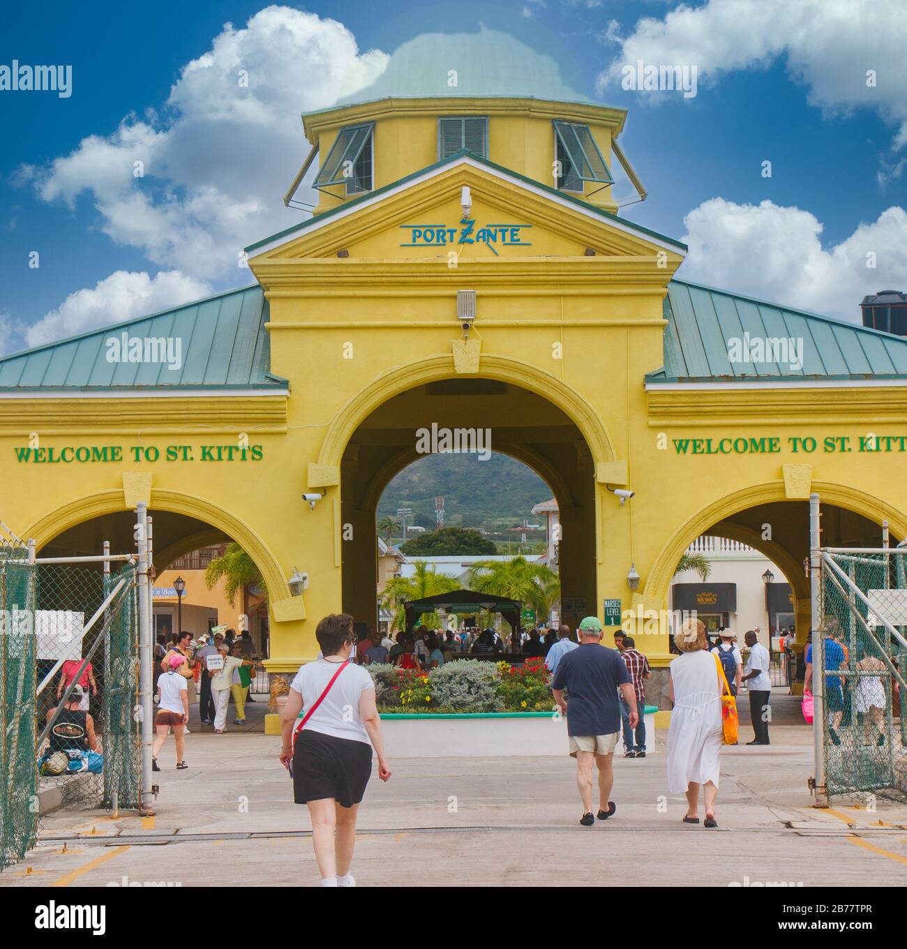 Tourists Disembarking in St Kitts Stock Photo