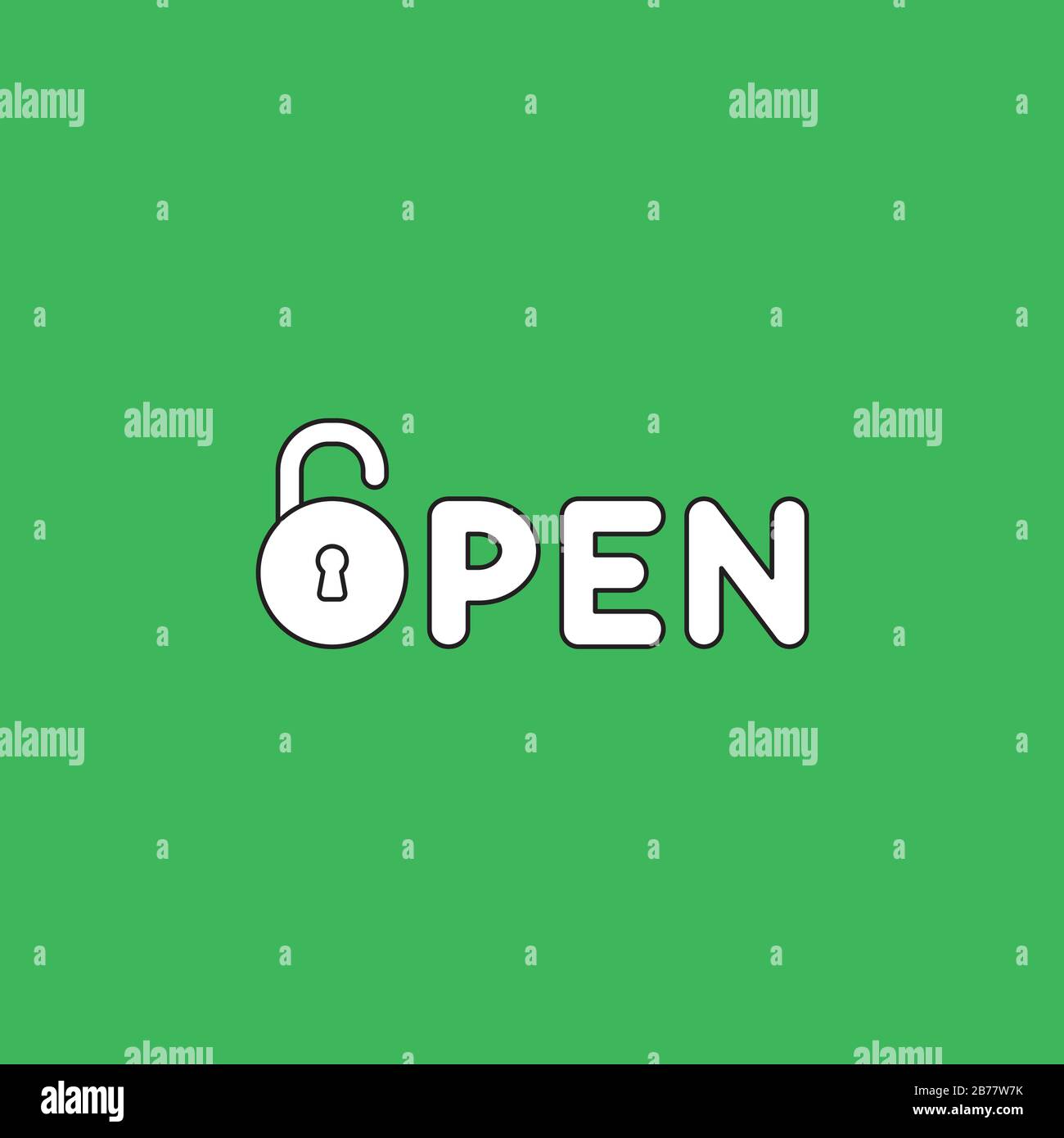 Vector illustration icon concept of open word with opened padlock ...