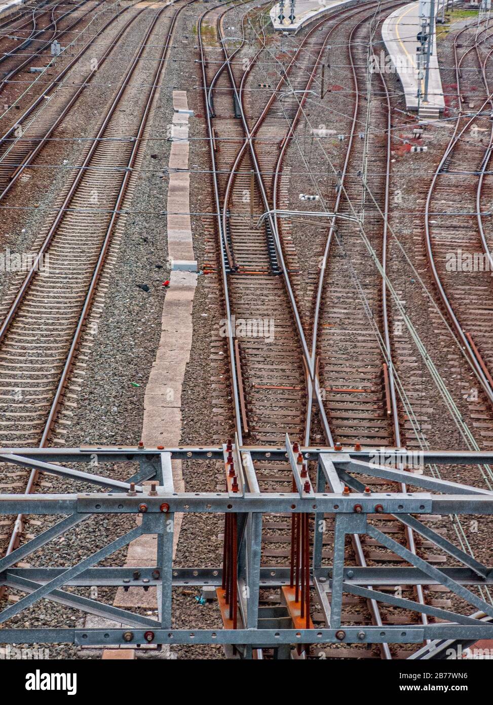 structures of railway tracks from above Stock Photo