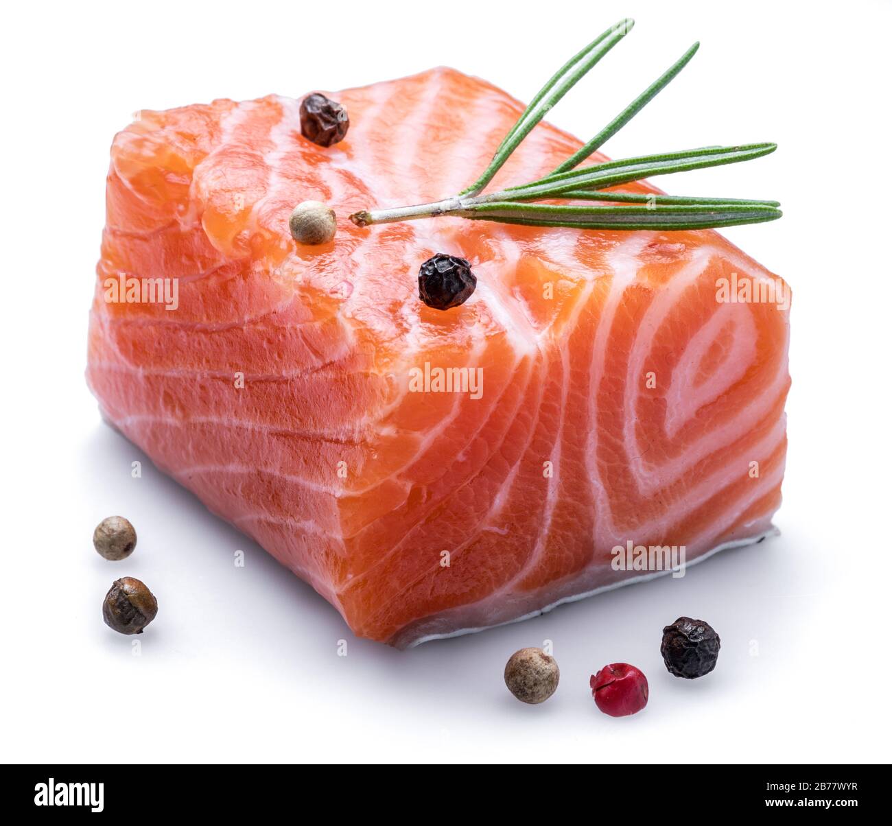 Fresh raw salmon fillet isolated on white background Stock Photo - Alamy