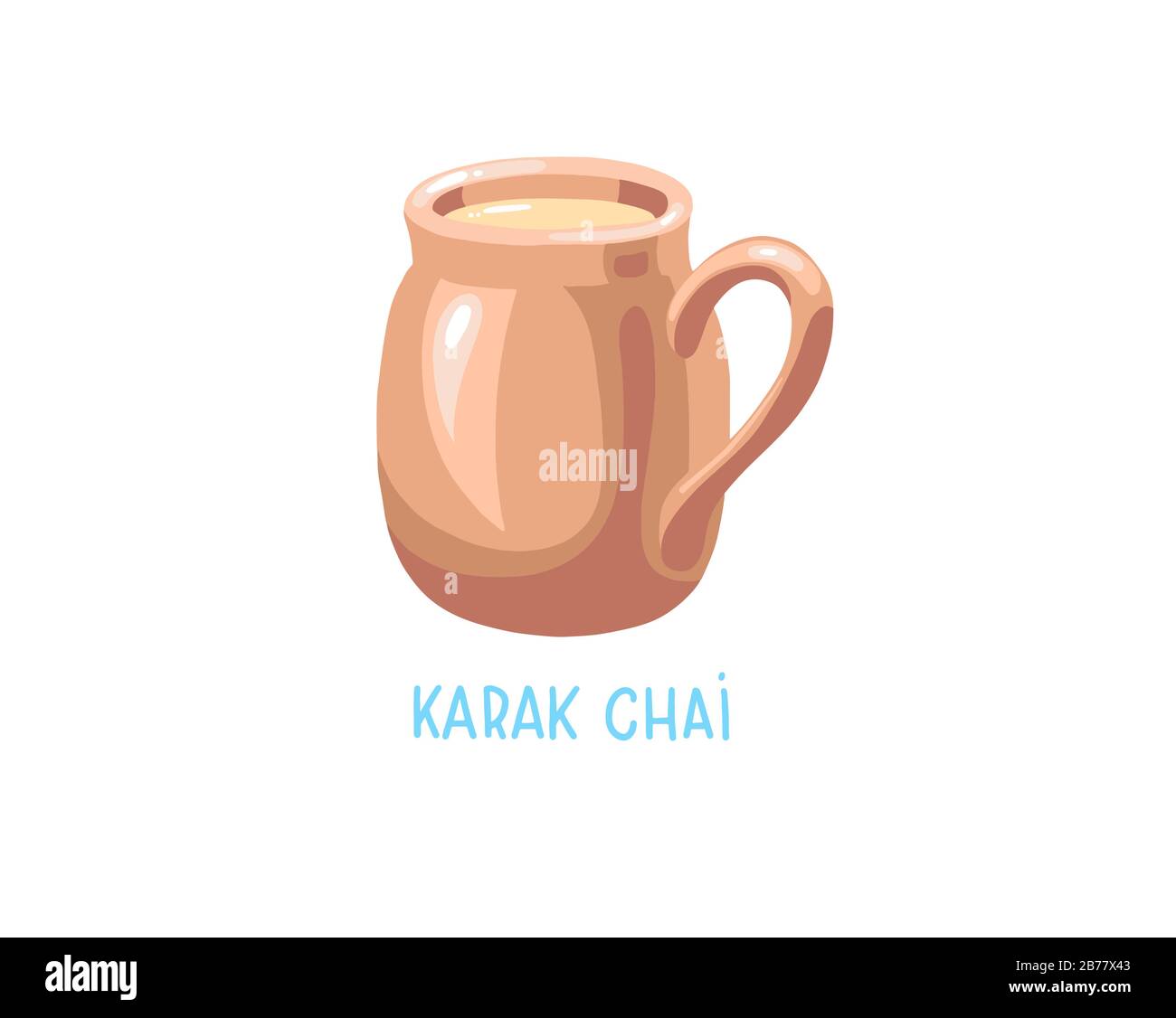 Karak Chai - traditional drink tea with milk and spices in the UAE Stock Vector