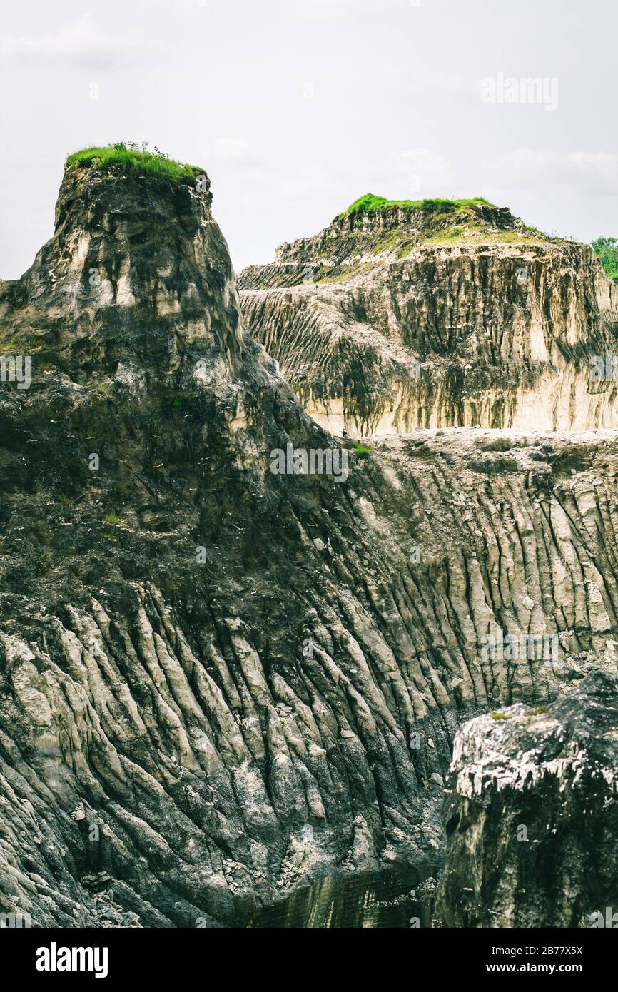 Stone Mine Chalk-cliff hill (Bukit Kapur Jaddih) in Madura, Java Indonesia Stock Photo