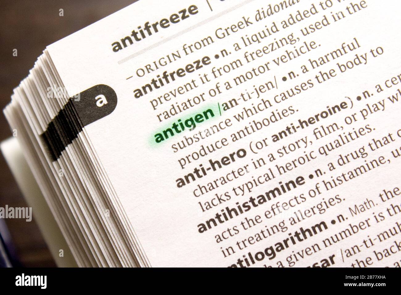 Antigen word or phrase in a dictionary Stock Photo Alamy