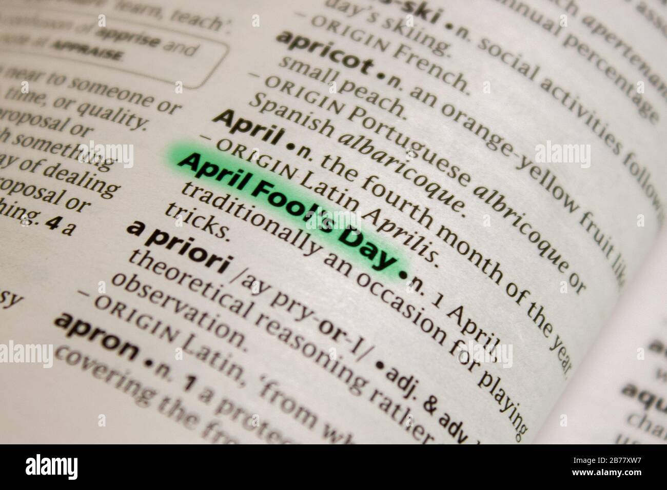April Fool S Day Word Or Phrase In A Dictionary Stock Photo Alamy